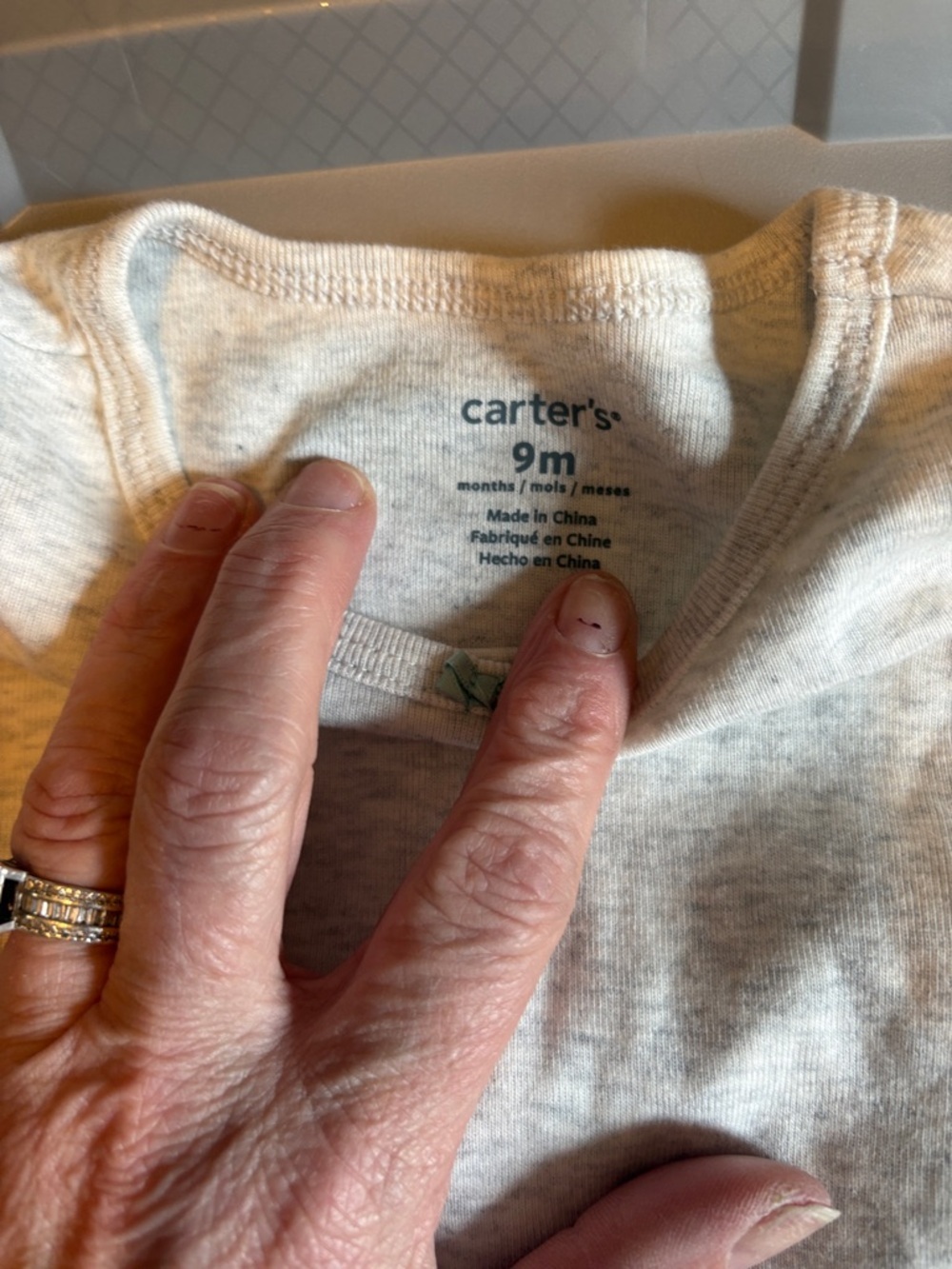 Carter's Cream Heathered Long Sleeve Bodysuit - Picture 2 of 8